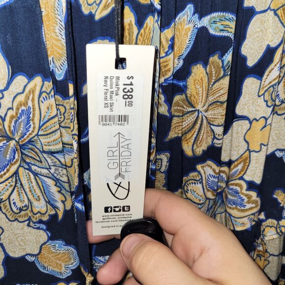 Floral Maxi Skirt By Minkpink X-Small Blue & Yellow Tiered Design Australian Bra - Picture 6 of 10